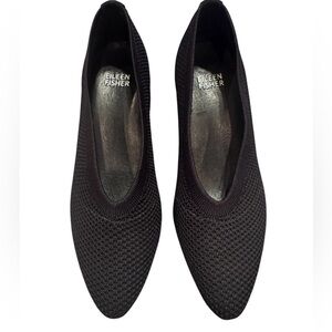 Eileen Fisher Black Gabby Stretch Knit Pump Heel Shoe Sz 6.5